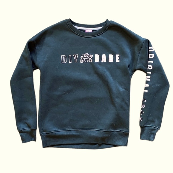 LaurDIY Black Graphic Sweatshirt DIY Babe XS - Picture 1 of 8